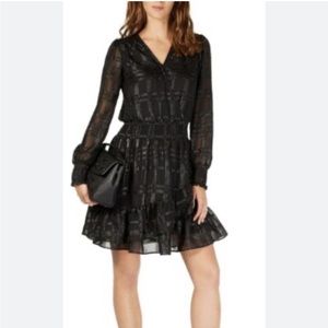Michael Kors black plaid ruffle dress